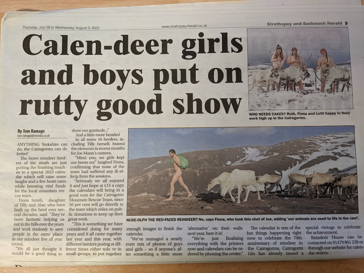 The making of the charity Naked Calendar - The Cairngorm Reindeer Herd
